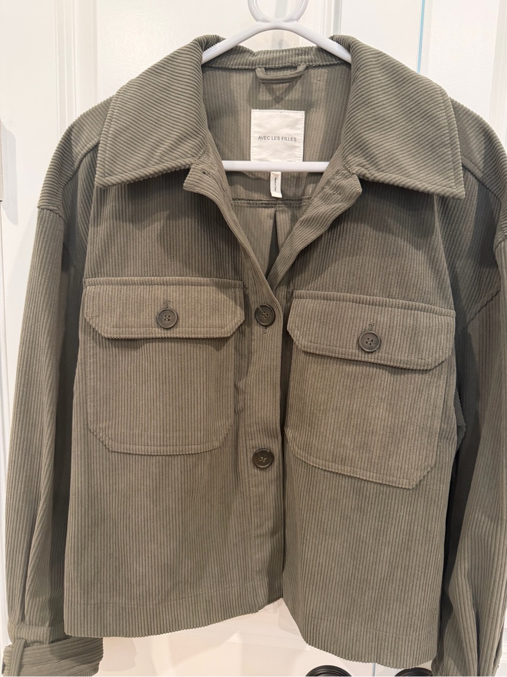 Avec Les Filles Olive Green Corduroy Utility Jacket